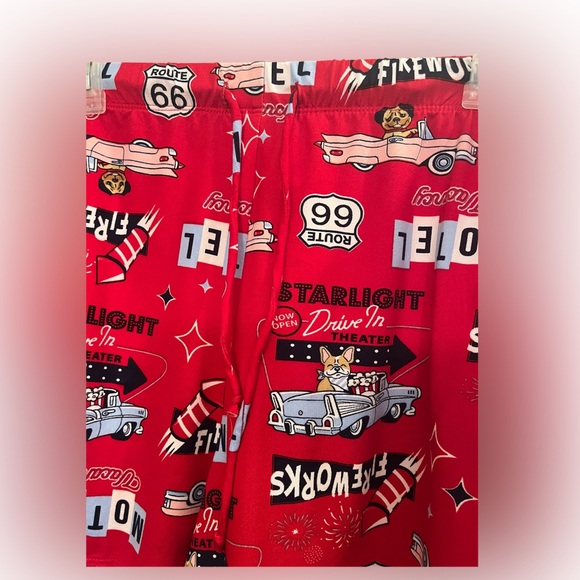 2X Secret Treasures Retro Red Printed Lounge Shorts - Picture 4 of 6